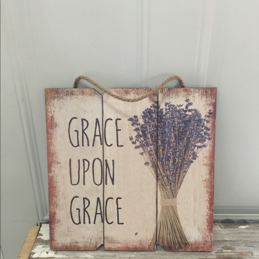 NWT Grace Upon Grace Wooden Sign - Picture 2 of 3